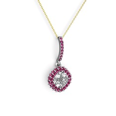Sivana Kolye - Swarovski ve rodolit garnet 14 ayar beyaz altın kolye (40 cm altın rolo zincir) #heskdt