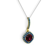 Sivana Kolye - Rodolit garnet ve lab safir 925 ayar altın kaplama gümüş kolye (40 cm beyaz altın rolo zincir) #jgdyzu