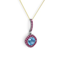 Sivana Kolye - Akuamarin ve rodolit garnet 925 ayar gümüş kolye (40 cm altın rolo zincir) #kknb8h