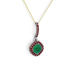 Sivana Kolye - Kök zümrüt ve garnet 925 ayar gümüş kolye (40 cm gümüş rolo zincir) #luus55