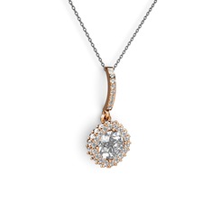 Sivana Kolye - Swarovski ve beyaz zirkon 14 ayar rose altın kolye (40 cm gümüş rolo zincir) #lxrj26