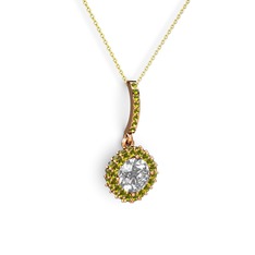 Sivana Kolye - Swarovski ve peridot 8 ayar rose altın kolye (40 cm altın rolo zincir) #mm04sc