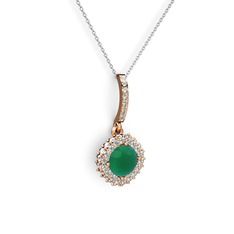 Sivana Kolye - Kök zümrüt ve swarovski 8 ayar rose altın kolye (40 cm beyaz altın rolo zincir) #n6ndbk