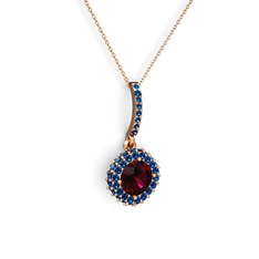 Sivana Kolye - Rodolit garnet ve lab safir 8 ayar rose altın kolye (40 cm rose altın rolo zincir) #njco58