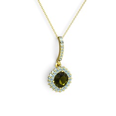 Sivana Kolye - Peridot ve akuamarin 14 ayar altın kolye (40 cm gümüş rolo zincir) #q5e66i