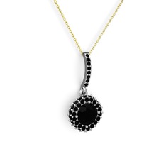 Sivana Kolye - Siyah zirkon 14 ayar beyaz altın kolye (40 cm gümüş rolo zincir) #qd64oq