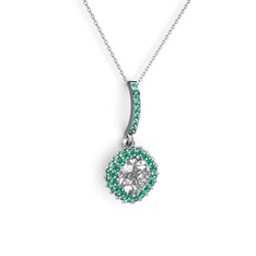 Sivana Kolye - Swarovski ve yeşil kuvars 925 ayar gümüş kolye (40 cm beyaz altın rolo zincir) #qk2vwh