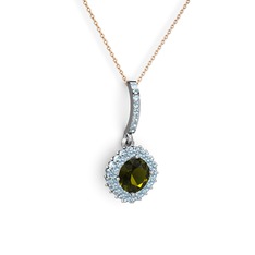 Sivana Kolye - Peridot ve akuamarin 925 ayar gümüş kolye (40 cm rose altın rolo zincir) #qw5hn6