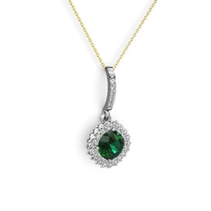 Sivana Kolye - Yeşil kuvars ve pırlanta 925 ayar gümüş kolye (0.76 karat, 40 cm altın rolo zincir) #rns2lz