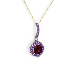 Sivana Kolye - Rodolit garnet ve ametist 14 ayar beyaz altın kolye (40 cm altın rolo zincir) #sszp6g
