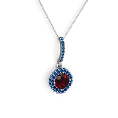 Sivana Kolye - Garnet ve lab safir 925 ayar gümüş kolye (40 cm beyaz altın rolo zincir) #ti5nzl