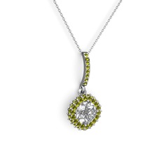 Sivana Kolye - Beyaz zirkon ve peridot 8 ayar beyaz altın kolye (40 cm beyaz altın rolo zincir) #ucx2jm