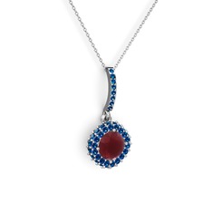 Sivana Kolye - Kök yakut ve lab safir 8 ayar beyaz altın kolye (40 cm beyaz altın rolo zincir) #vtxgjt