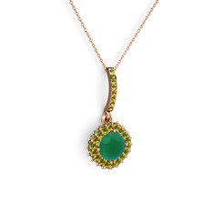 Sivana Kolye - Kök zümrüt ve peridot 18 ayar rose altın kolye (40 cm rose altın rolo zincir) #wngpzf
