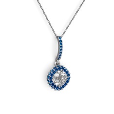 Sivana Kolye - Beyaz zirkon ve lab safir 925 ayar gümüş kolye (40 cm gümüş rolo zincir) #wx3bgk