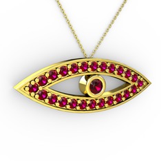 Ayn Kolye - Rodolit garnet 14 ayar altın kolye (40 cm altın rolo zincir) #15otgb8