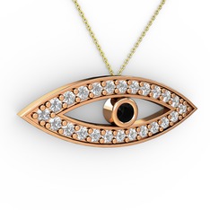 Ayn Kolye - Siyah zirkon ve swarovski 14 ayar rose altın kolye (40 cm altın rolo zincir) #160lh0b