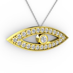 Ayn Kolye - Swarovski 18 ayar altın kolye (40 cm gümüş rolo zincir) #19oty1q
