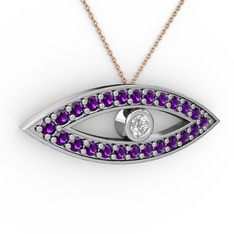 Ayn Kolye - Swarovski ve ametist 925 ayar gümüş kolye (40 cm gümüş rolo zincir) #1bgd6co