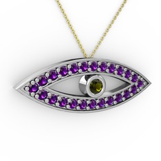 Ayn Kolye - Peridot ve ametist 925 ayar gümüş kolye (40 cm altın rolo zincir) #1cw3xof