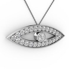Ayn Kolye - Swarovski ve pırlanta 18 ayar beyaz altın kolye (0.264 karat, 40 cm gümüş rolo zincir) #1fmyiem