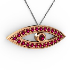 Ayn Kolye - Rodolit garnet 925 ayar rose altın kaplama gümüş kolye (40 cm gümüş rolo zincir) #1h9ugtq