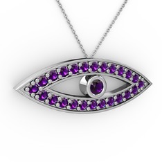 Ayn Kolye - Ametist 14 ayar beyaz altın kolye (40 cm beyaz altın rolo zincir) #1lhhf9i