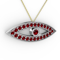Ayn Kolye - Garnet 14 ayar beyaz altın kolye (40 cm altın rolo zincir) #1oeo24a