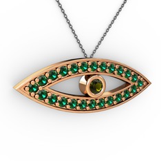 Ayn Kolye - Peridot ve yeşil kuvars 8 ayar rose altın kolye (40 cm gümüş rolo zincir) #1pkqhnh