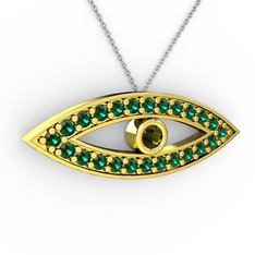 Ayn Kolye - Peridot ve yeşil kuvars 8 ayar altın kolye (40 cm beyaz altın rolo zincir) #1sbju2e
