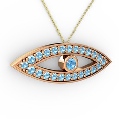 Ayn Kolye - Akuamarin 14 ayar rose altın kolye (40 cm altın rolo zincir) #1y7wa7j