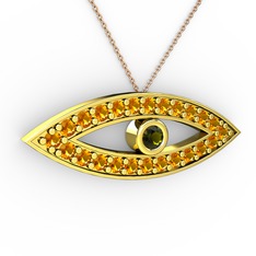 Ayn Kolye - Peridot ve sitrin 18 ayar altın kolye (40 cm rose altın rolo zincir) #1yiog4y