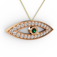 Yeşil kuvars ve swarovski 8 ayar rose altın kolye (40 cm altın rolo zincir)