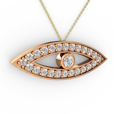 Beyaz zirkon ve swarovski 18 ayar rose altın kolye (40 cm altın rolo zincir)