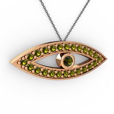 Ayn Kolye - Peridot 14 ayar rose altın kolye (40 cm gümüş rolo zincir) #bo5jmh