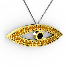 Ayn Kolye - Siyah zirkon ve sitrin 8 ayar altın kolye (40 cm gümüş rolo zincir) #fwyovj