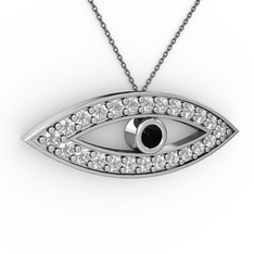 Ayn Kolye - Siyah zirkon ve pırlanta 925 ayar gümüş kolye (0.264 karat, 40 cm gümüş rolo zincir) #hsnnts