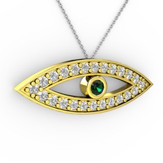 Ayn Kolye - Yeşil kuvars ve swarovski 925 ayar altın kaplama gümüş kolye (40 cm gümüş rolo zincir) #ivl7yc
