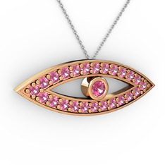 Ayn Kolye - Pembe kuvars 14 ayar rose altın kolye (40 cm beyaz altın rolo zincir) #jwf2r