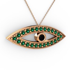 Ayn Kolye - Siyah zirkon ve yeşil kuvars 18 ayar rose altın kolye (40 cm gümüş rolo zincir) #lljad6