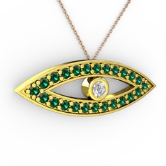Ayn Kolye - Swarovski ve yeşil kuvars 925 ayar altın kaplama gümüş kolye (40 cm gümüş rolo zincir) #lpklya
