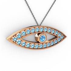 Ayn Kolye - Akuamarin 8 ayar rose altın kolye (40 cm gümüş rolo zincir) #m9ytxb