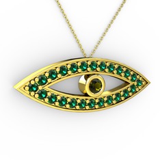 Ayn Kolye - Peridot ve yeşil kuvars 18 ayar altın kolye (40 cm altın rolo zincir) #n1yr2l