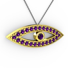 Ayn Kolye - Ametist 925 ayar altın kaplama gümüş kolye (40 cm gümüş rolo zincir) #n2w0p8