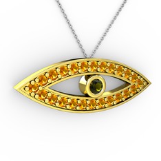 Ayn Kolye - Peridot ve sitrin 925 ayar altın kaplama gümüş kolye (40 cm beyaz altın rolo zincir) #nezfp