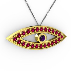 Ayn Kolye - Ametist ve rodolit garnet 8 ayar altın kolye (40 cm gümüş rolo zincir) #p8jqf0