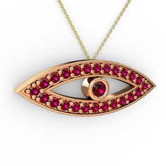 Ayn Kolye - Rodolit garnet 925 ayar rose altın kaplama gümüş kolye (40 cm altın rolo zincir) #pto0sc
