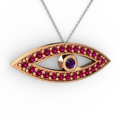 Ayn Kolye - Ametist ve rodolit garnet 8 ayar rose altın kolye (40 cm beyaz altın rolo zincir) #suutre