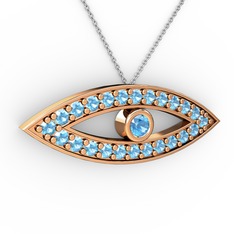 Ayn Kolye - Akuamarin 8 ayar rose altın kolye (40 cm beyaz altın rolo zincir) #v1tqsu