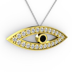 Ayn Kolye - Siyah zirkon ve beyaz zirkon 14 ayar altın kolye (40 cm beyaz altın rolo zincir) #xqah2y